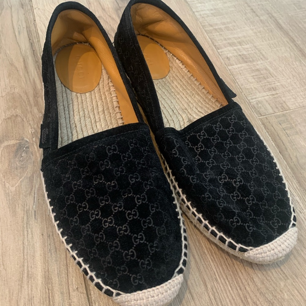 Gucci Black GG Velvet Espadrilles - Picture 3 of 6